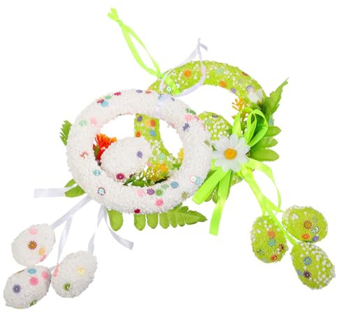 Alipis 2pcs Easter Egg Wreath Wreath Hanger for Front Door Easter Decorations Home Decoration Random Style