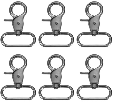 QUARKZMAN 6Pcs Gancho Giratorio, 32mm(1 1/4) Gancho De Gatillo De Metal Resistente Pinza De Garra De Langosta Clips Para Correas Bolsos Cinturones Artesanía En Cuero, Negro Mate
