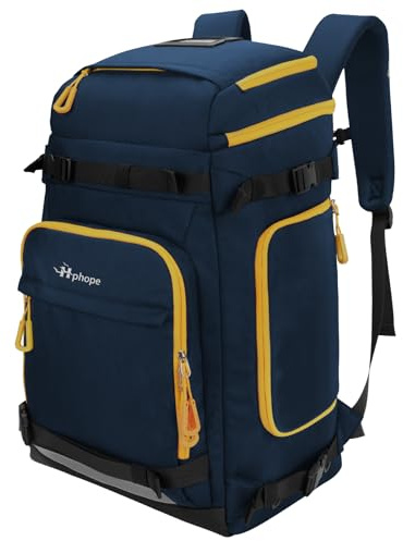 Hp hope Borsa per scarponi da sci con scomparto per casco, zaino da sci con borsa per casco, borsa per sci, scarponi da sci, snowboard, trekking, campeggio, arrampicata, 70 l, blu