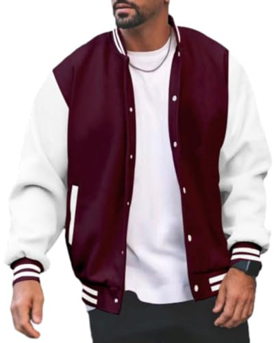ZACOLLAN Jacke Herren Slim Fit Komfortabel Mode Winddichte Jacke Männer Klassisch Warm Casual Outdoorjacke Herren Jugend Urban Trend Langarm Jacke Herren E-Wine Red XL