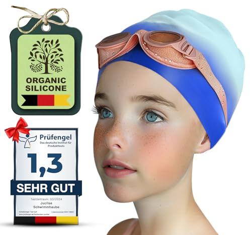 Juclise Silikon Badekappe Mädchen, Kinds und Jungen Wasserdicht für Lange und Kurze Haare UV Schutz, 1-2 Stück