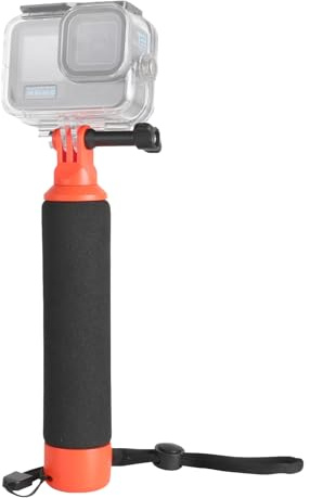 HSU Waterproof Floating Hand Grip for GoPro Insta 360 Osmo Action Cameras | 1/4 Screw Floaty Handler Holder Monopod Accessories with Tripod Mount Adapter for Water Sports, with Wrist Strap