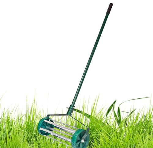 Generico Aeratore del Prato Manuale - Strumento di Aerazione ' Pesante con Rullo A Spillo | Macchina Aeratore del Terreno Compatta per Piccoli Giardini, Patio E Cantieri | Facile Attrezzature per La