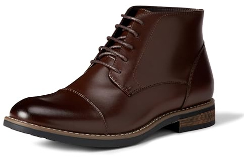 Amazon Essentials Men's Cap Toe Lace Up Ankle Dress Boots, Dark Brown, 11