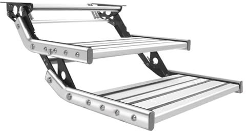 Scalino pieghevole in alluminio per camper, camper, roulotte, design a doppio strato per una maggiore stabilità e sicurezza