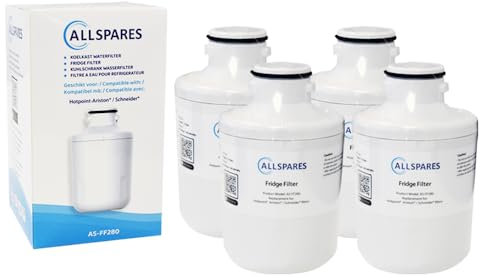AllSpares Lot de 4 filtres à eau pour réfrigérateurs américains (Side-by-Side) compatibles avec WPRO 482000091353 / C00300448