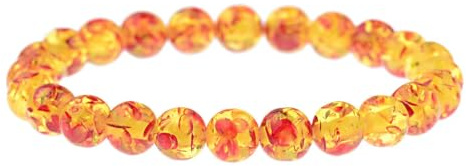CYDXD Bracelet de Perles Rondes en Pierre D'Ambre Naturelle pour Hommes et Femmes,Bracelet Élastique Extensible en Pierre Précieuse Naturelle de 8mm pour Adolescentes, D'Amitié de 8mm