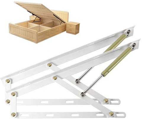 Juego de mecanismos elevables para Cama, Pack de Sistema Completo de Elevación Hidráulicos Profesional para Canapés, Juego de 2 Bisagras para Canapes Abatibles, Movilidad para Cama Abatible(White,80cm