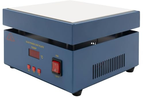PODEC Piastra Riscaldante per Saldatura da 800 W, Stazione di Saldatura Elettrica con Preriscaldamento Tramite Microcomputer, Temperatura Regolabile da 50 a 300 °C E Piastra da 200 X 200 Mm.