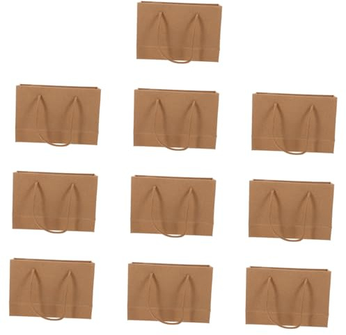 LIFKOME 10 Paquet en Papier Kraft Marron à Grosse Capacité Poignées Solides, Design Spécial et Fabrication Soignée, pour Emballage Cadeau et Rangement