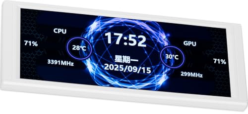 Trofeo Vision - Monitor LCD AIO da 6,8 pollici, connessione USB di tipo C, monitoraggio hardware in tempo reale, risoluzioni 1280 x 480, temi preimpostati e fai da te per PC da gaming/CPU Cooler