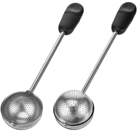 2 PCS Stainless Steel Tea Strainer, Long Handle Twisting Tea Ball, Reusable Loose Leaf Teas Steeper, Long Handle Mesh Twisting Ball for Loose Leaf Teas