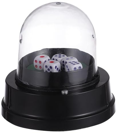 Gatuida Gobelet à Dés Électrique Noir Compact avec 5 Dés pour Jeux De Société Outil De Divertissement De Fête sans Pile