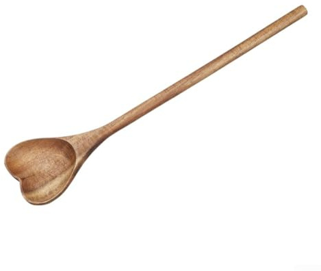 Cuillère en bois d'acacia avec forme de cœur unique, pour mélanger et ramasser dans n'importe quel plat (cuillère d'amour 28,5 x 6 cm)