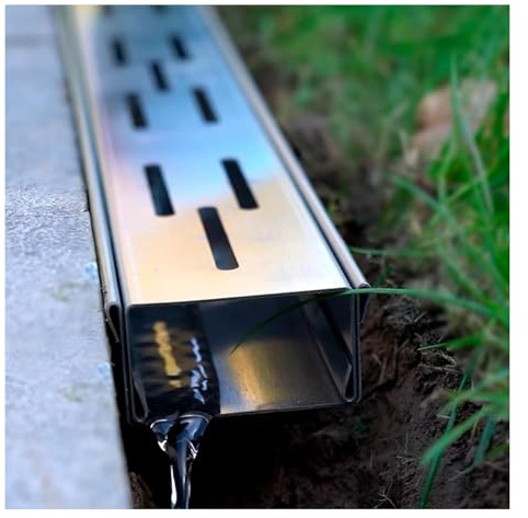 ZHENGQIAN Canaletta scolo Acqua piovana Inox,Canale di scolo 1m con griglia for Scarico,Filtri Lineari for Grondaie,Canalette di Drenaggio Strette for Patio Esterne(H3*W20CM/H1.18*W7.87IN)