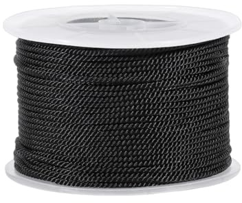 PH PandaHall Cordoncino intrecciato nero da 50 m, 2 mm, 3 strati, in nylon satinato lucido, per nodi cinesi, artigianato fai da te, bracciali, gioielli e cucito