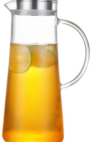 Homoyoyo Bouteille D'eau Boissons Saines en Verre Borosilicate Grosse Capacité Résistante Chaleur Transparente Résistante Chaleur 1450ml et Cuisine
