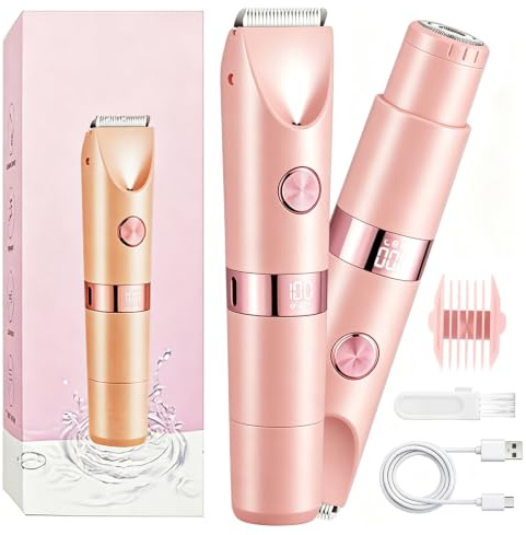 Étanche Rasoir Femme, Bikini Femme Étanche, Tondeuse bikini 2 en 1 pour femme, Tondeuse Femme Intime, 2 en 1 double tête rechargeable, 2 en 1 Rasoir Femme Maillot, pour visage, aisselles, jambes