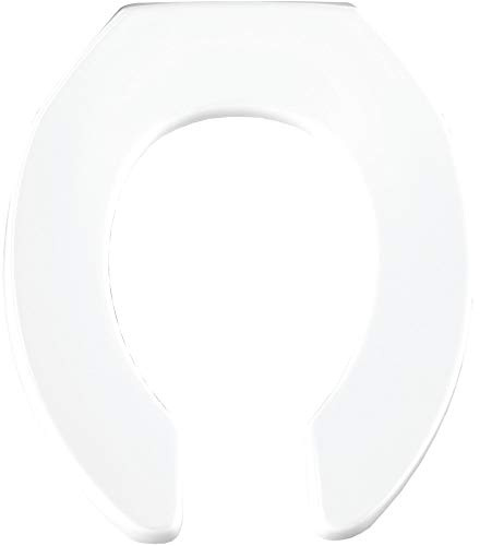 BEMIS 955SSCT Commercial Open Front Plastic Toilet Seat, Heavy Duty Industrial No Slam Seat without Lid, Secure Installation, Made in USA, Round, White