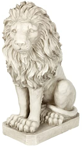 Design Toscano Löwenwache Mansfield Manor Tierstatue, Polyresin, Antikes Steingrau, 53,25 cm