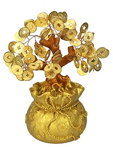 GMMH Feng Shui Glücksbaum Geldbaum Bonsai Pfennigbaum Handarbeit (20 cm)