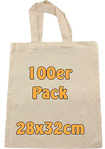 Cottonbagjoe | 25 Baumwolltaschen zum Bemalen | 28x32 cm | Stoffbeutel | DIY | Bauwollbeutel | kurze Henkel | DIN A4 | Geschenktasche | Jutebeutel