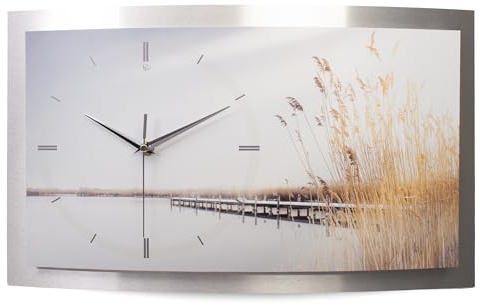 Kreative Feder „Meer“ 3D Designer-Wanduhr mit leisem Funkuhrwerk – Handarbeit Made in Germany (WAA044, 50x30cm; leises Funkuhrwerk)