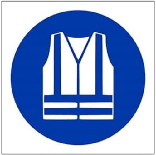 vsafety 41036 AF-S Hohe Sichtbarkeit Kleidung Logo Pflicht Schutzbekleidung Schild, selbstklebend, quadratisch, 100 mm x 100 mm, blau