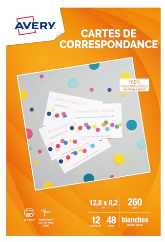 Avery Zweckform C2318-12 - Tarjetas de visita (48 unidades, 128 x 82 mm), color blanco