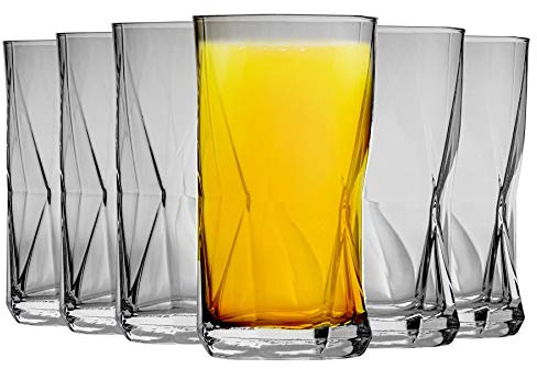 Bormioli Rocco Cassiopea Geometric Highball Cocktail Glasses Set - 480ml - Pack of 6