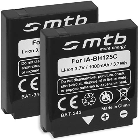 mtb more energy® 2X Batterie Type IA-BH125C, Compatible avec Samsung HMX-R10 / Compatible avec Pentax MX-1, X90 / Compatible avec Ricoh Caplio R3, R4, R5… Voir descriptif!