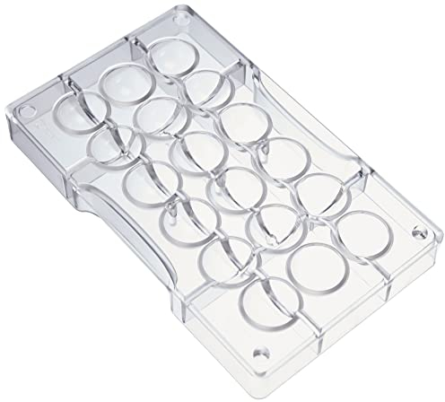 Decora, 0050089 Mezza Sfera Ø 25 x h 10 mm. Dim. cav. 200 X 120 X 22 mm, Stampi Professionali, in policarbonato, per realizzare cioccolatini 3D lucidi e perfetti. Modelli brevettati, ø 25 Mm