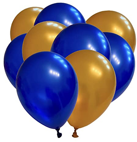 50 Luftballons Metallic - 27cm - Blau-Gold - Latex Luftballons für Geburtstage, Kindergeburtstage, Partys, Hochzeiten und Feste, Luft & Helium geeignet, EU Herstellung - Partyloon