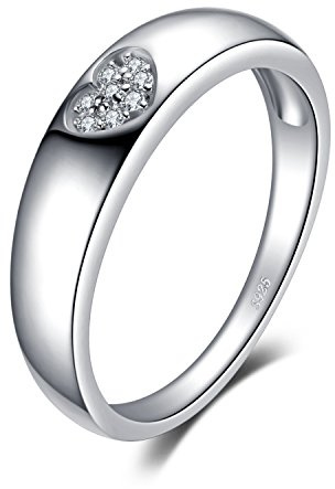 JewelryPalace Herz Liebe Verlobungsring Eheringe Ring Silber 925 Damen, Zirkonia Trauringe Vorsteckring Hochzeitsringe Memoirering Ewigkeitsring Band Set, Damen Schmuck Vergoldet Rosegold