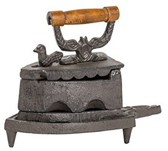 MAXIOCCASIONI Fer à repasser en fonte et bois décoratif vintage