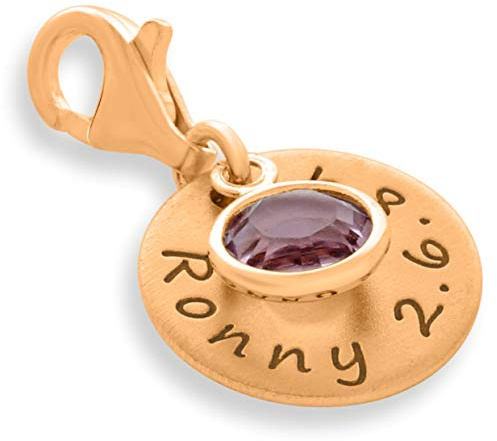 Rosegold Charms Anhänger 925 Silber Gravur Charm personalisiert Geschenk Geburtsstein Zusatzanhänger Name Bettelarmband | HANDMADE IN GERMANY