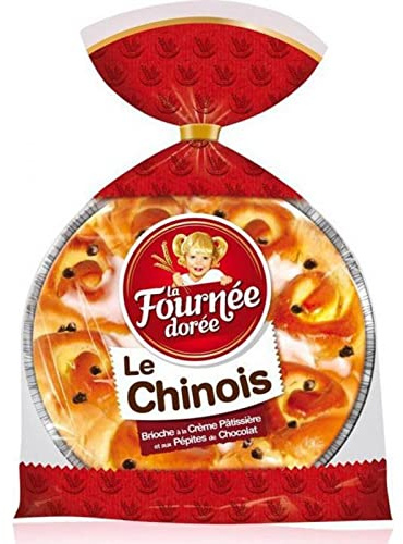 La Fournée Dorée Le Chinois Brioche à la Crème Pâtissière et aux Pépites de Chocolat 500g (lo