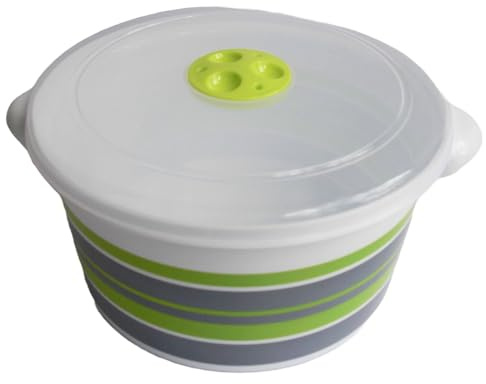 Tredoni 3L Microwave Pot with Ventilation Lid – Steamer Pot (3 Liter) | Safe Long-Lasting BPA‑Free Plastic, for Microwave Cooking; Freezer‑Safe