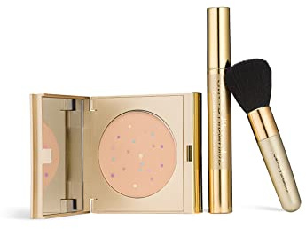 Jerome Alexander MagicMinerals Pressed Mineral Powder Set with Mirror Compact, Extending Lash Mascara, Professional Stubby Brush & Blending Sponge (Medium)