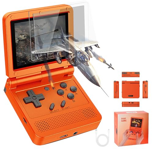 GoolRC Handheld Game Console 3-inch IPS Screen Open Flip Red Retro Mini Portable Console with 16G TF Card Built-in 2000 Games