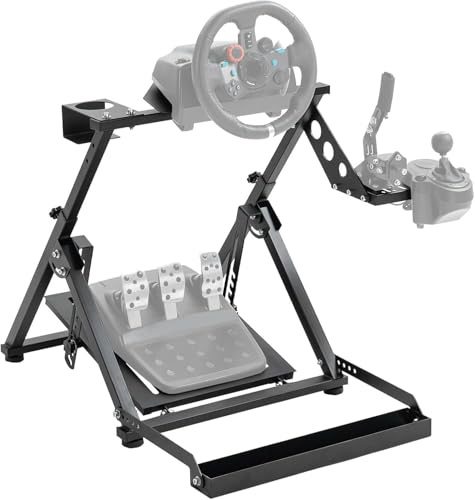 Hottoby G920 Folding Racing Steering Wheel Stand Height Adjustable,with Fixed Racing Seat Frame and Cup holder,fits for Logitech G25 G27 Thrustmaster racing wheel stand ,Wheel,Seat,Steering Wheel and
