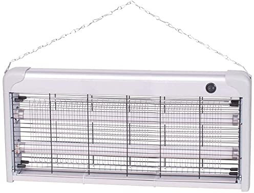 BAKAJI Zanzariera Elettrica 30W Slim Salvaspazio Anti Zanzare Mosche 2 Lampade 15W UV LED Elettroinsetticida Antizanzare con Catena e Piedini Dimensione 50 x 26 x 6 cm
