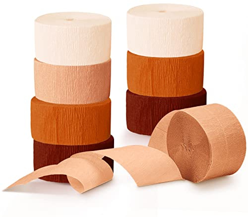 NICROHOME EUR Weddings Party Decorations, 8 Rolls Rust Orange Brown Crepe Paper Streamers for Rustic Wedding, Retro Party, Thanksgiving Decorations,82Ft Long