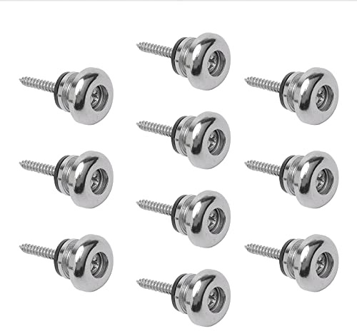 Unxuey Gitarrengurt-Schlösser-Set, 10 Stück, silberfarben, Gitarrengurt-Knöpfe, Sicherheits-Schnellverschluss, Gurtschlösser, Gurtteile für E-Gitarre, Akustikgitarre, Bass, Ukulele