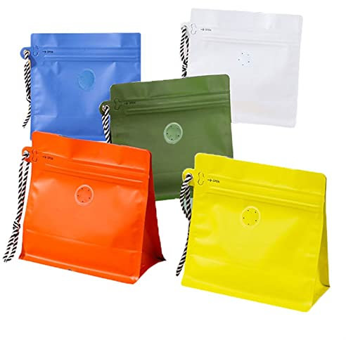 VOLWCO 10 Pezzi Sacchetto di Chicchi di caffè autoportante con Una valvola di degassamento a Senso Unico, Mylar Sacchetti di Alluminio, Sacchetti di stoccaggio di Cibo per caffè in Grani