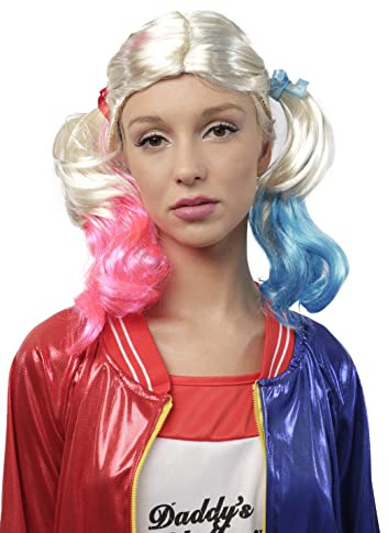 Harley Kostüm für Mädchen, Damen, Quinn-Perücke für Mädchen, Damen, für Halloween-Kostüm, Einheitsgröße