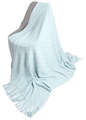 Whoiy Schal Hellblau, Halstuch Damen Plus Size Blanket Fransenschal 172X127cm Warmer Übergroßer Winterschal-Poncho