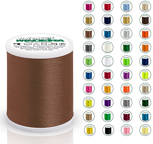 Madeira Polyneon 40 Original | 1.000 m Spule | Stickgarn für Stickmaschine | Maschinenstickgarn | Garn zum Sticken | Stickset (1657 Tawny Tan)