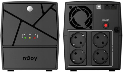 NJOY Keen 1500 Gruppo di Continuità 1500VA 900W | Protezione Blackout e Sbalzi di Tensione | Line Interactive AVR | UPS per PC Modem Router Videosorveglianza | Software Gestione | 4 Uscite Schuko
