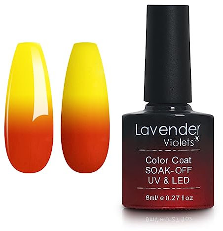 Lavender Violets 8ml Gel Nail Polish Thermal Mood Changing Temperature Change UV LED Soak Off Nail Art Manicure Pedicure Blazing Yellow + Cinnabar D305